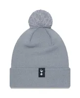 Men's New Era Gray Tottenham Hotspur Flock Cuffed Knit Hat with Pom