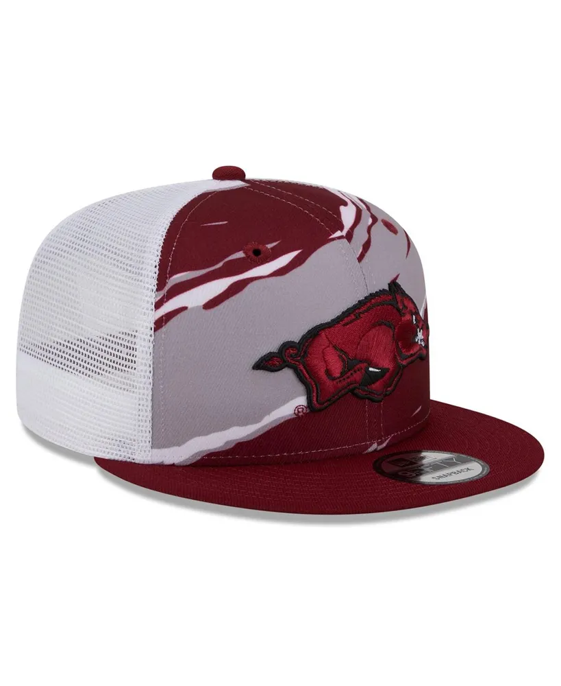 Men's New Era Cardinal Arkansas Razorbacks Tear Trucker 9FIFTY Snapback Hat