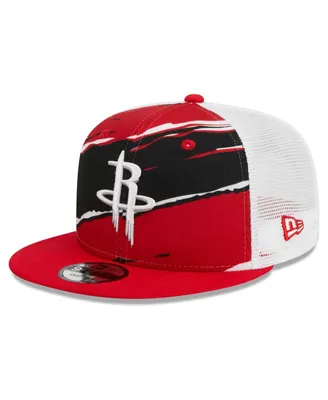 Men's New Era Red, White Houston Rockets Tear Trucker 9FIFTY Adjustable Hat