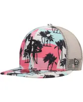 Men's New Era Cream Houston Rockets Palm Trees 9FIFTY Trucker Snapback Hat