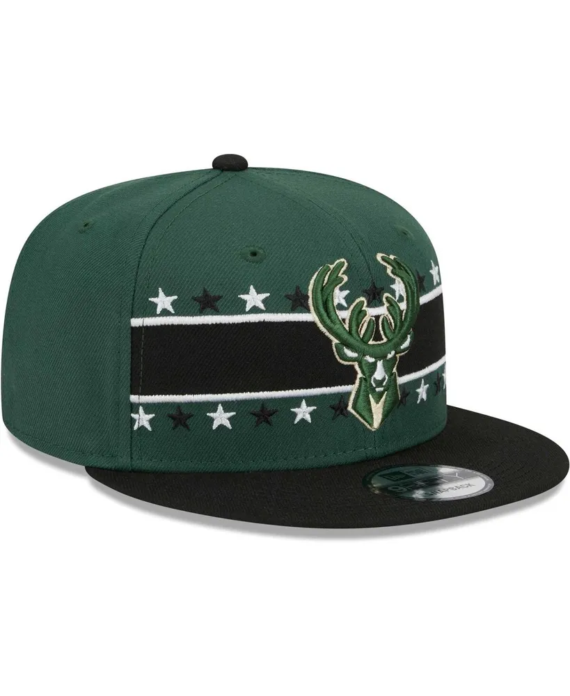 Men's New Era Hunter Green Milwaukee Bucks Banded Stars 9FIFTY Snapback Hat