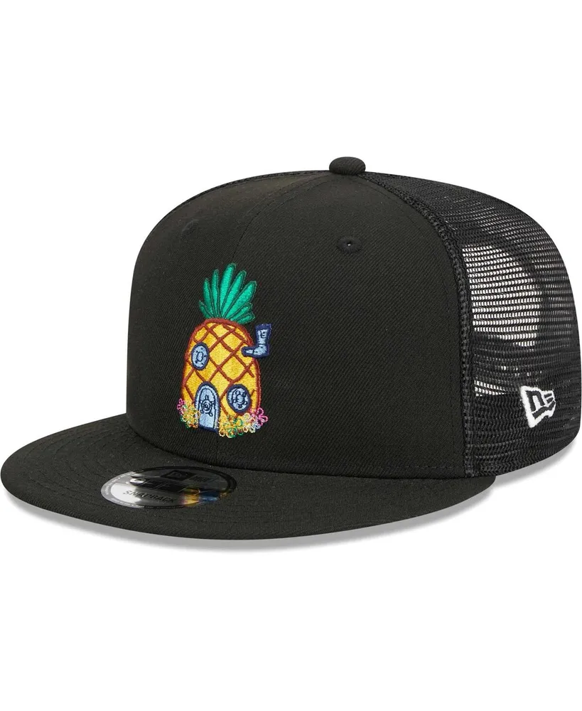 Men's New Era Black SpongeBob SquarePants Pineapple Trucker 9FIFTY Snapback Hat