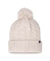 Women's Top of the World Cream Ndsu Bison Pearl Cuffed Knit Hat with Pom