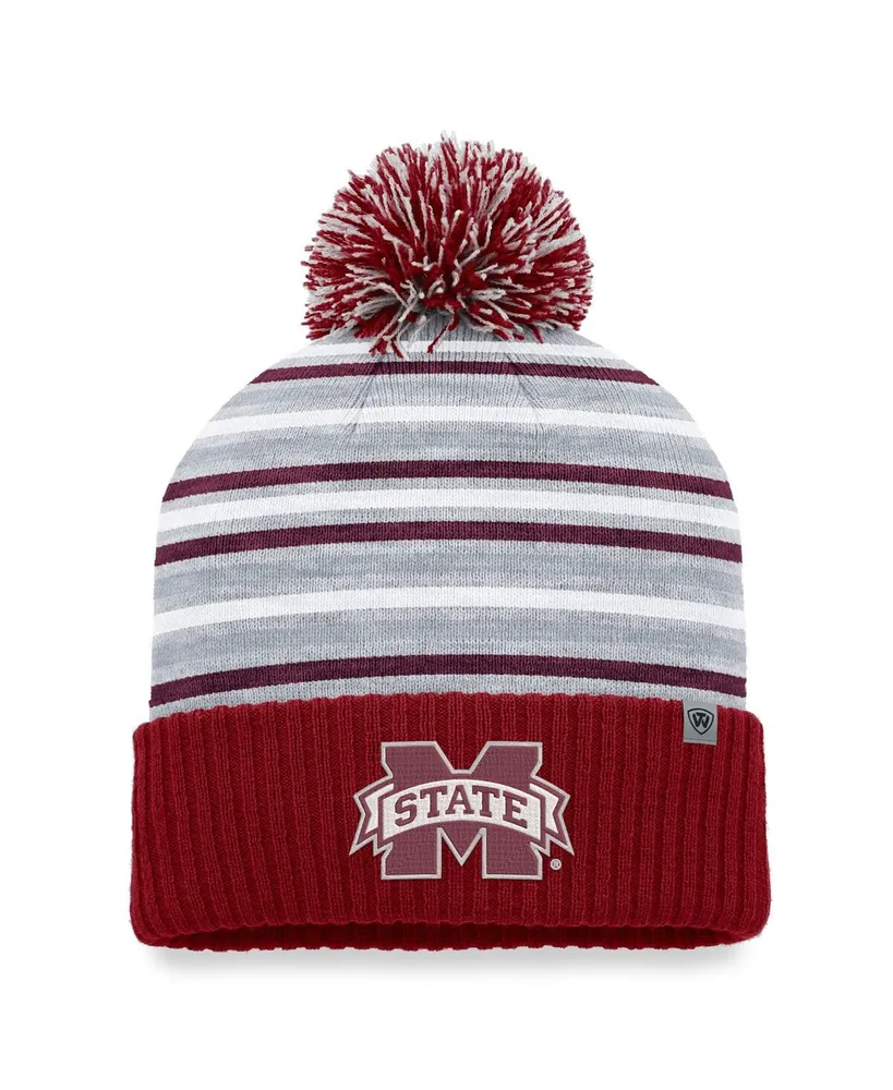 Men's Top of the World Maroon Mississippi State Bulldogs Dash Cuffed Knit Hat with Pom