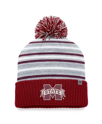Men's Top of the World Maroon Mississippi State Bulldogs Dash Cuffed Knit Hat with Pom