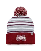 Men's Top of the World Maroon Mississippi State Bulldogs Dash Cuffed Knit Hat with Pom