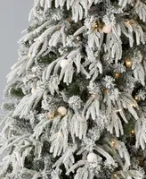 Seasonal Frosted Acadia 7.5' Pre-Lit Full Flocked Pe Mixed Pvc Tree with Metal Stand, 3265 Tips, 400 Changing Led Lights