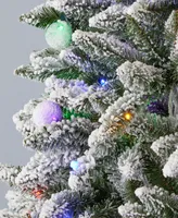 Seasonal Snow Kissed Pine 7' Pre-Lit Flocked Pvc Slim Tree with Metal Stand, 770 Tips, 250 Led Lights