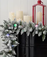 Seasonal Snow Kissed Pine 9' Pre-Lit Flocked Pvc Tips Garland with 180 Tips, 50 Led Lights with Battery Operated