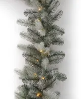 Seasonal Spruce 9' Pre-Lit Pe Mixed Pvc Garland, 258 Tips, 50 Warm Led with Battery Operated