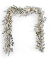 Seasonal Dandan Flocked Pine 9' Pre-Lit Pe Mixed Pvc Garland with 560 Tips, 300 Warm Led Lights