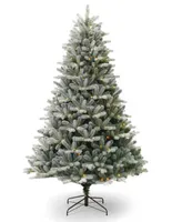 Seasonal Spruce 7.5' Pre-Lit Pe Mixed Pvc Tree with Metal Standing, 2450 Tips, 500 Warm Led, Ez-Connect, Remote, Storage Bag