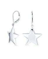 Bling Jewelry American Patriotic Celestial Rock Star Stars Dangle Lever back Earrings For Women Sterling Silver