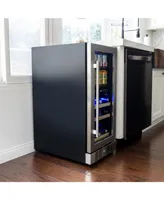 Newair 15" Premium Built-in Dual Zone 9 Bottle and 48 Can Wine and Beverage Fridge in Stainless Steel with Split Shelf