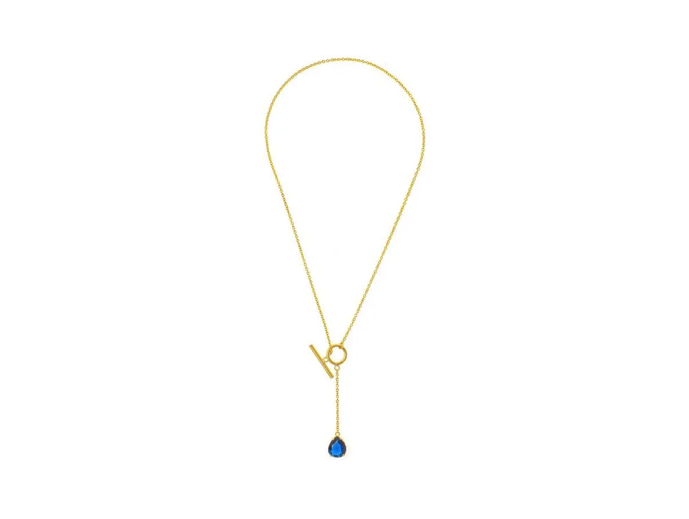 Rivka Friedman Poppy Crystal Teardrop Toggle Lariat Necklace