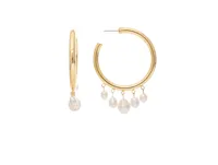 Rivka Friedman Pearl Dangle Hoop Earrings