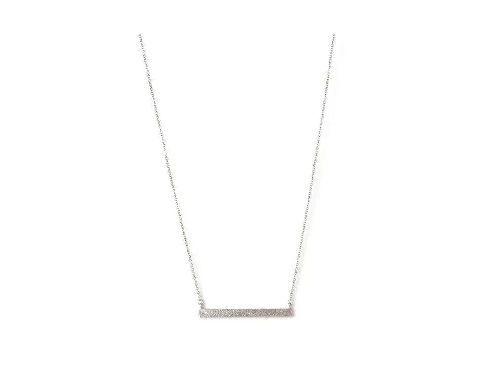 Rhodium Satin Bar Necklace