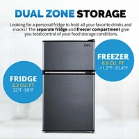 Newair 3.1 Cu. Ft. Compact Mini Refrigerator with Freezer in Gray