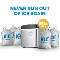 Newair Countertop 50 lbs. of Ice a Day Bullet Ice Maker in Stainless Steel