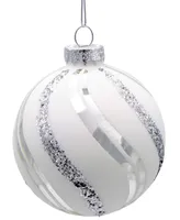 Kurt Adler 80mm Glass Glittered Swirl 6 Piece Ball Ornament Set