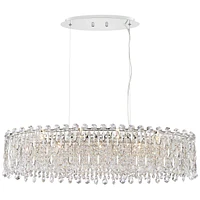 Possini Euro Design Alyssa Chrome Silver Large Linear Pendant Chandelier Lighting 36 1/2" Wide Modern Crystal 11-Light Led Fixture for Kitchen Island