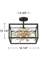 Possini Euro Design Carrine Modern Ceiling Light Semi Flush-Mount Fixture 14 1/4" Wide Black Metal Gold Branches 4