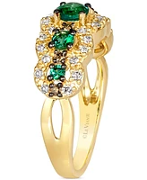 Le Vian Costa Smeralda Emeralds (3/8 ct. t.w.) & Diamond (1/3 ct. t.w.) Scalloped Ring in 14k Gold