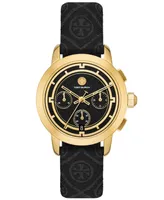 Tory Burch Women's Chronograph The Tory Black Leather Strap Watch 37mm