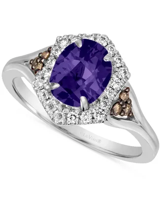 Le Vian Blueberry Tanzanite (1 ct. t.w.) & Diamond (1/3 ct. t.w.) Halo Ring in 14k White Gold