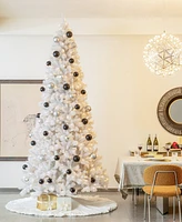Glitzhome 10' Pre-Lit Pine Slim Artificial Christmas Tree with 800 Warm Lights, Three Function