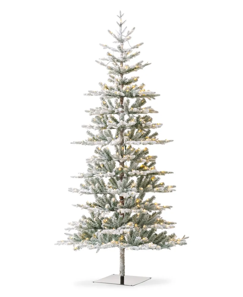 Glitzhome 10' Deluxe Pre-Lit Flocked Fir Artificial Christmas Tree with 700 Warm White Lights, Three Function