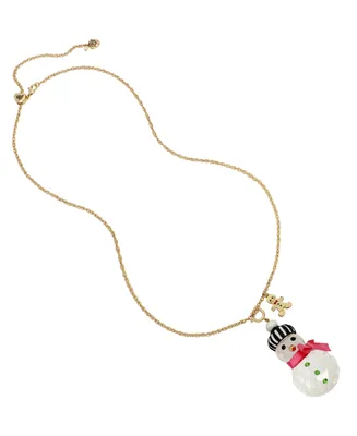 Betsey Johnson Faux Stone Snowman Convertible Ornament Necklace