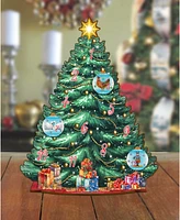 Designocracy 12 Days Themed Wooden Christmas Tree with Ornaments Set of 19 G. DeBrekht