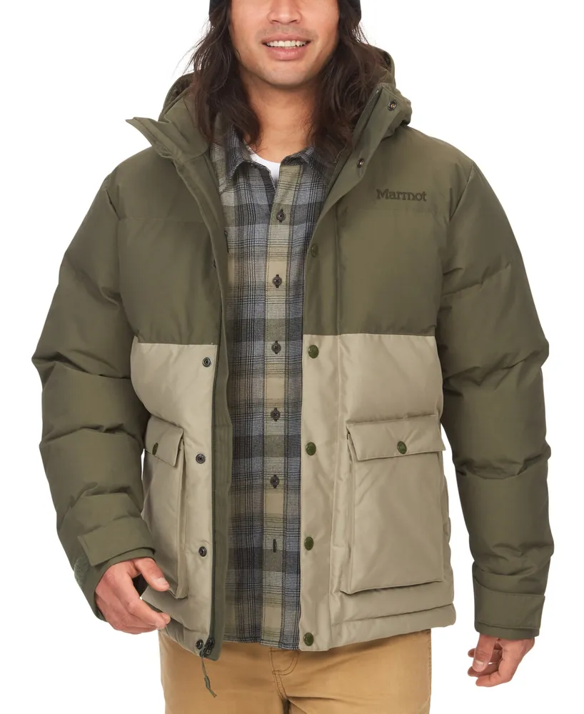 Marmot Men's Fordham Colorblocked Quilted Full-Zip Down Jacket with Zip-Off Hood
