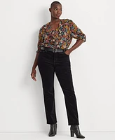 Lauren Ralph Plus Mid-Rise Straight Corduroy Pants