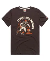 Men's Homage Joe Thomas Brown Cleveland Browns Retired Player Caricature Tri-Blend T-shirt