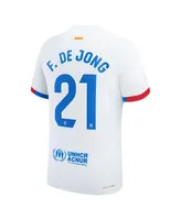 Men's Nike Frenkie de Jong White Barcelona 2023/24 Away Authentic Jersey