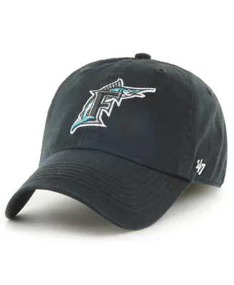 Men's '47 Brand Black Florida Marlins Cooperstown Collection Franchise Fitted Hat