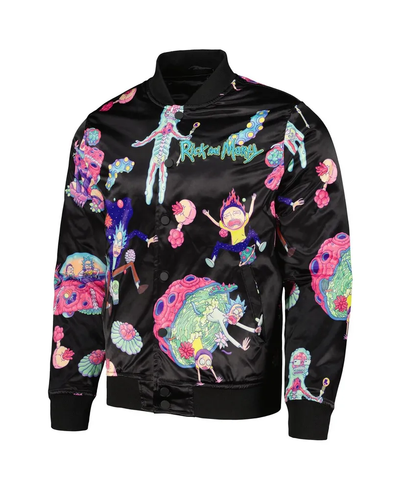 Men's Freeze Max Rick And Morty Graphic Satin Full-Snap Jacket