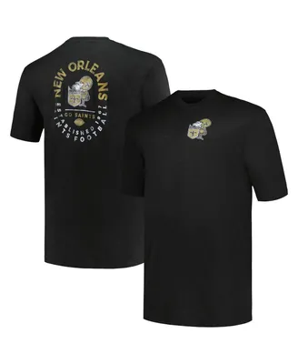 Men's Profile Black New Orleans Saints Big and Tall Two-Hit Throwback T-shirt