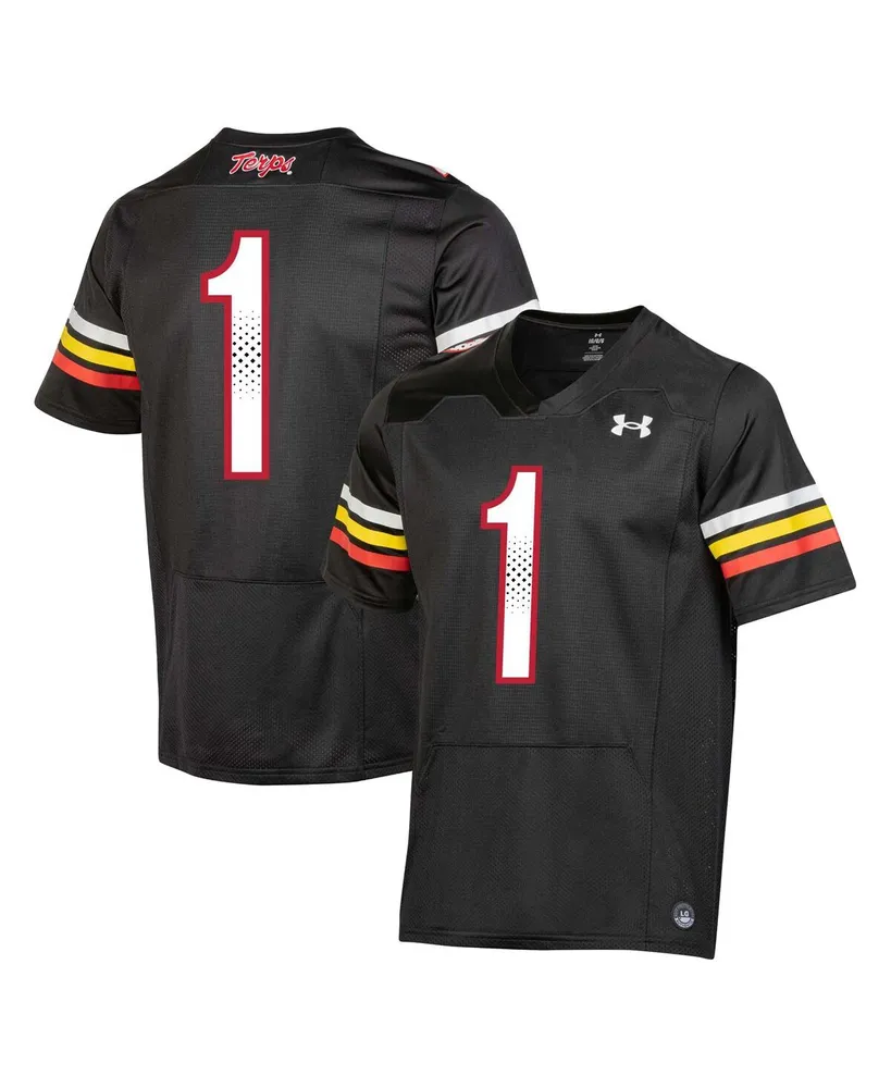 Men's Under Armour #1 Black Maryland Terrapins Replica Football Jersey