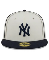 Men's New Era Cream, Navy York Yankees Chrome Sutash 59FIFTY Fitted Hat
