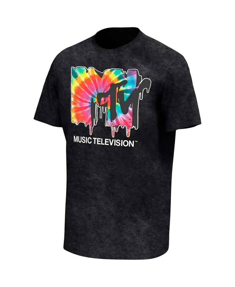 Men's Black Mtv Washed Color Logo T-shirt