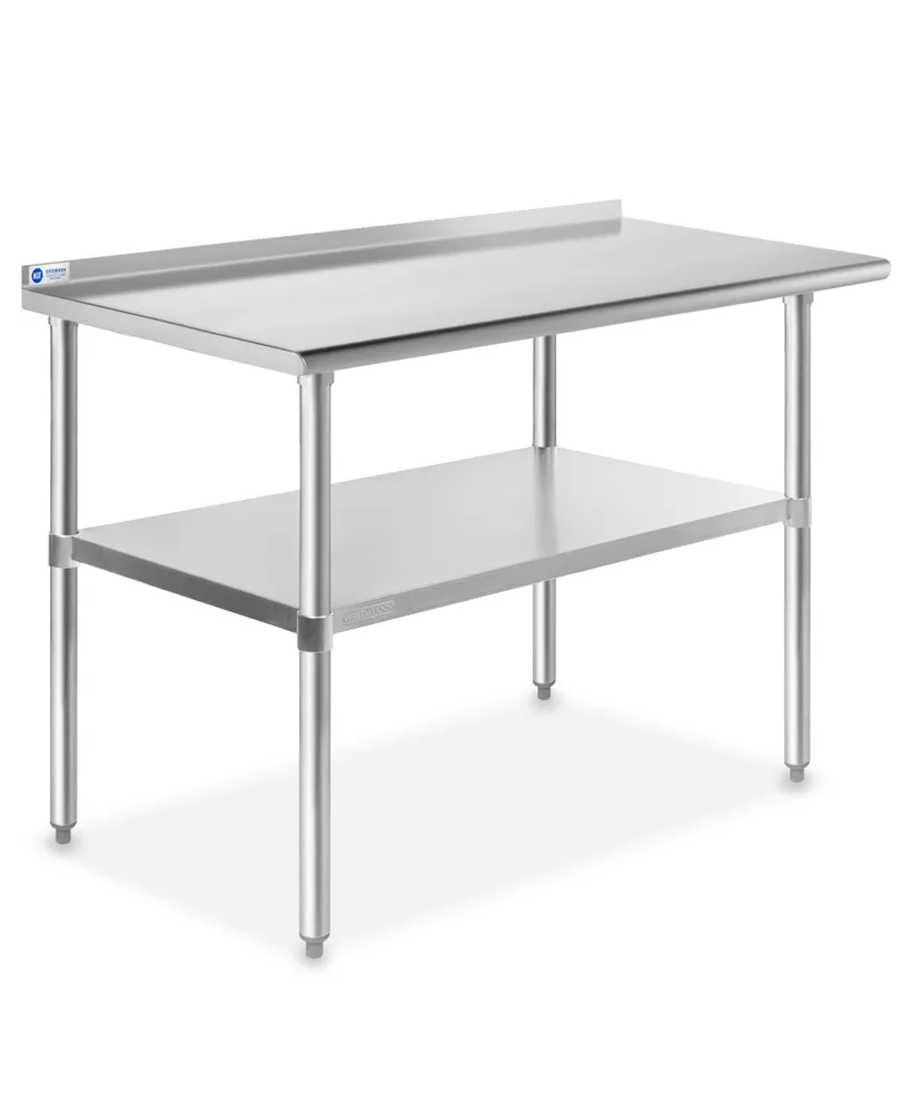 Gridmann x Inch Stainless Steel Table w/ Backsplash and Undershelf