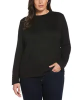 Ella Rafaella Plus Size Mock Neck Snap Cuff Long Sleeve Top