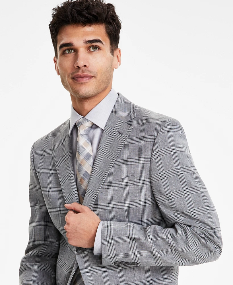 Dkny Men's Modern-Fit Black & White Plaid Suit Separate Jacket