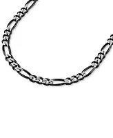 Esquire Men's Jewelry Figaro Link 22" Chain Necklace in Black Ruthenium-Plated Sterling Silver, Created for Macy's