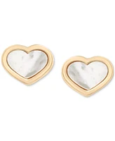 Mother of Pearl Heart Stud Earrings in 14k Gold-Plated Sterling Silver