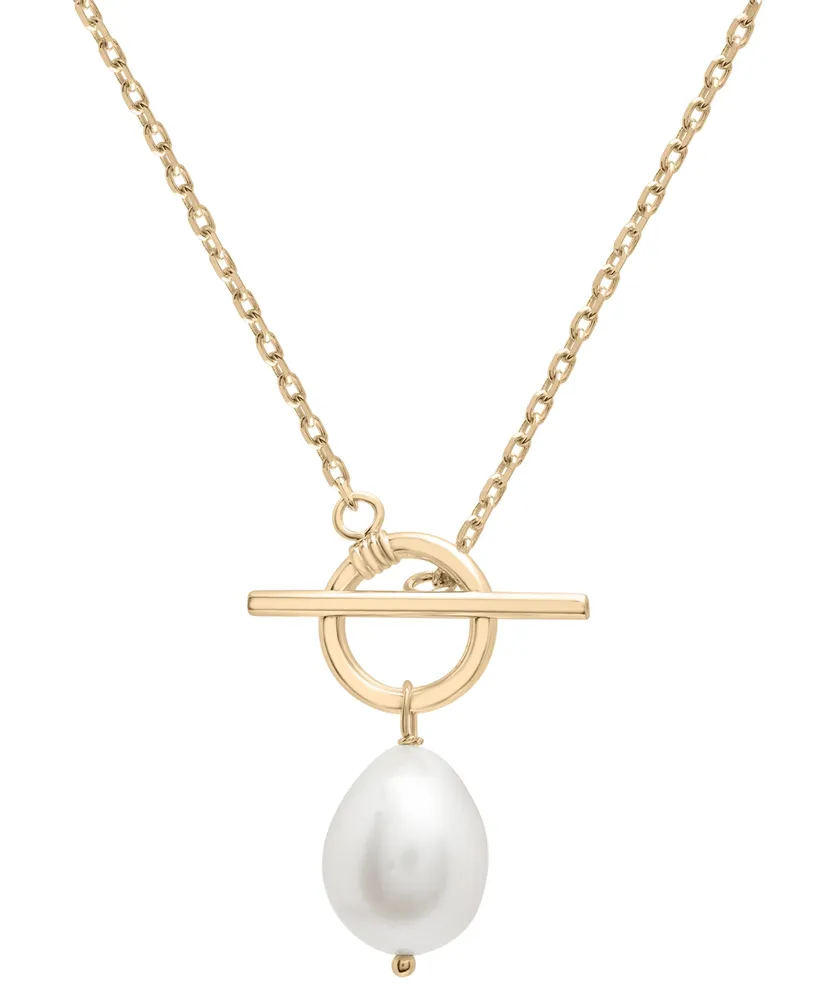 Cultured Freshwater Pearl (14 x 12mm) 16" Toggle Necklace in 14k Gold-Plated Sterling Silver