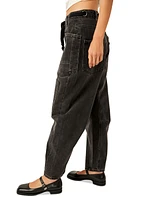 Free People Women's Moxie Low-Slung Pull-On Boyfriend Jeans